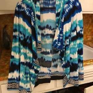 Blue patterned open cardigan